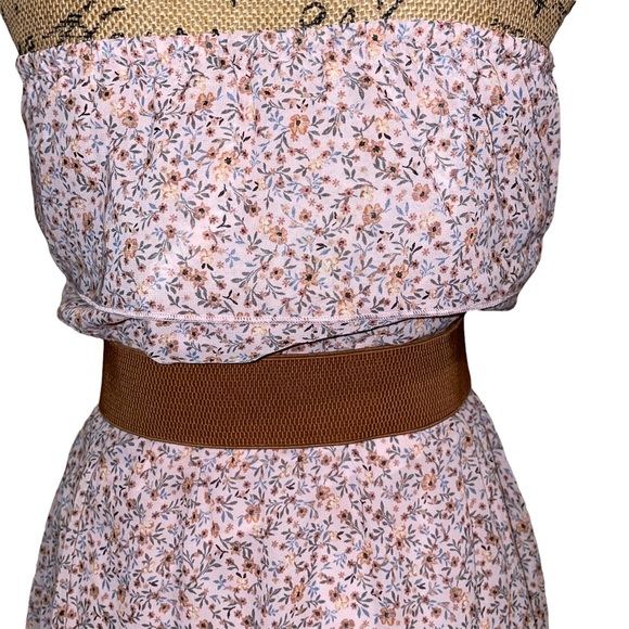 RUE 21 Strapless HiLo Belted Pink Floral Dress Size M - Picture 5 of 5